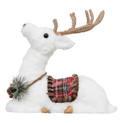 Polyfoam renne avec selle en carreaux 28cm - feeric lights & christmas