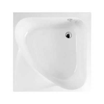 Polysan 90x90 cm Carmen baignoire d'angle gain de place 95 L en acrylique, sans pieds, orientation droite, blanc (29611)