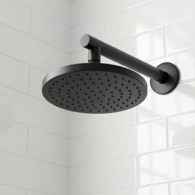 Pommeau de douche 1 jet rond, noir, GoodHome Cavally