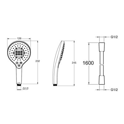 Pommeau de douche 3 jets JACOB DELAFON Metro signature chromé + flexible