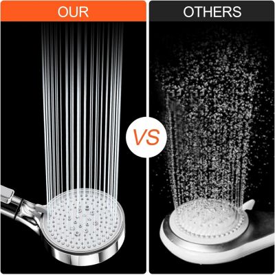 Pommeau de Douche, Douchette avec Filtre, Pommeau de Anti Calcaire Douche Haute Pression, Pommeau Douche avec 5 Modes,  Argent