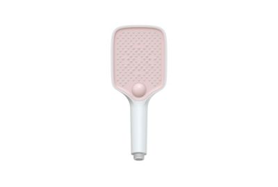 Pommeau de douche Douchette à main angulaire design anti-calcaire, 3 types de jet, 10,7x25,9cm, HB152E, Blanc / Rose mat