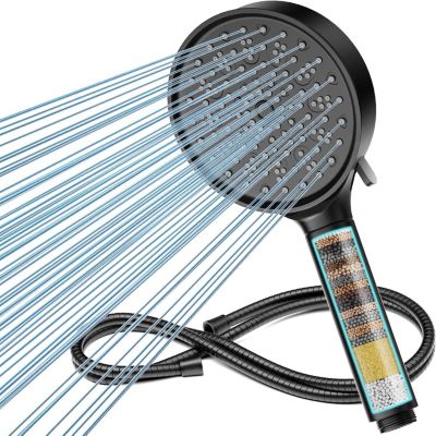 Pommeau de douche filtrant noir 6 modes haute pression