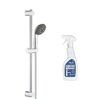 Pommeau de douche GROHE Quickfix Vitalio Start 100 3 jets avec barre et flexible + nettoyant GrohClean
