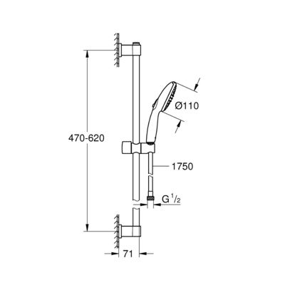 Pommeau de douche GROHE Quickfix Vitalio Start 110 2 jets avec barre + nettoyant GrohClean