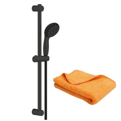 Pommeau de douche GROHE Vitalio Start 2 jets avec barre noir mat + microfibre