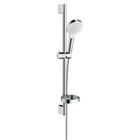 Pommeau de douche HANSGROHE Crometta 2 jets flexible barre 65 cm et porte-savon blanc/chromé