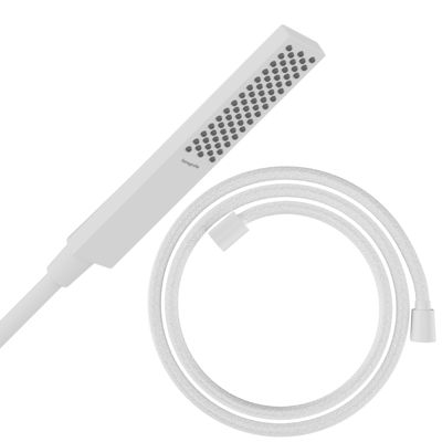 Pommeau de douche HANSGROHE Pulsify E 100 EcoSmart blanc mat + flexible de douche HANSGROHE Designflex 125 cm blanc mat