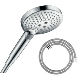 Pommeau de douche HANSGROHE Raindance Select S EcoSmart 120 3 jets + flexible de douche Designflex 160 cm chromé