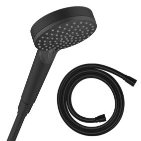 Pommeau de douche HANSGROHE Vernis Blend 100 EcoSmart Vario noir mat + flexible de douche 1,60 m HANSGROHE Isiflex noir mat