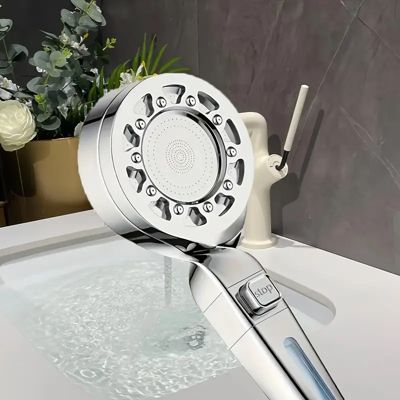 Pommeau Douche Haute Pression - 6 Modes - Économie D'Eau - Flexible 1,5m - Support Sans Perçage - Effet Pluie