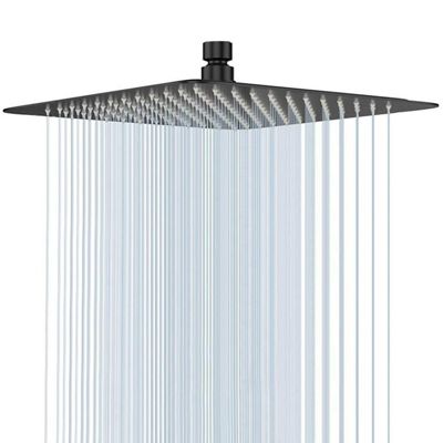 Pommeau de Douche Noir, Tete de Douche Pluie 20 cm Pomme de Douche Carré en Acier Inoxydable Pomme de Douche Anti Calcaire