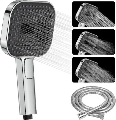 Pommeau de douche oblong chromé haute pression 14,5 cm