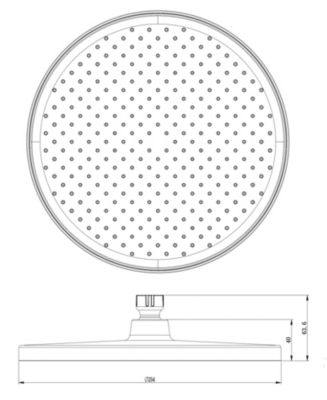 Pommeau de douche Tête de douche rectangulaire en ABS à effet pluie et buses anti-calcaire, diam.25,4cm, D2201R, Noir mat
