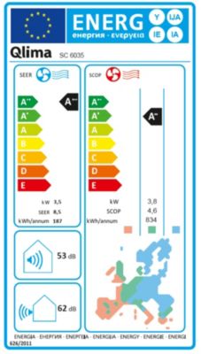 Pompe à chaleur air/air monosplit Qlima SC6035 3500W - Unité intérieure + extérieure prêt à poser (sans mise en service)