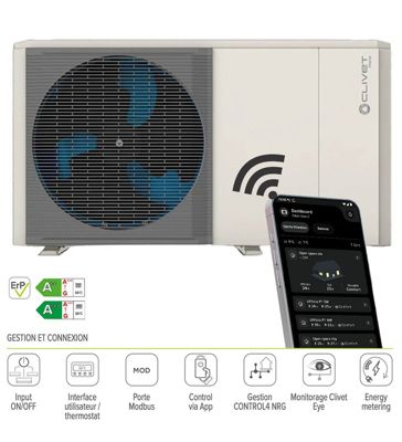 Pompe a chaleur air eau Clivet 10 kW WiSAN-YME 1 S 5.1 Wifi monobloc monophasé