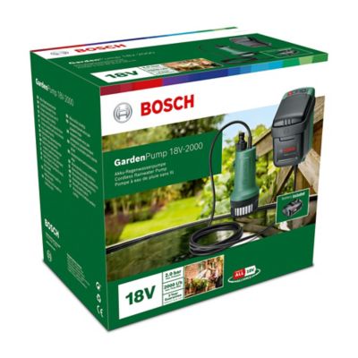 Pompe à eau de pluie sans-fil Bosch GardenPump 18V-2000 (avec 1 batterie et 1 chargeur)