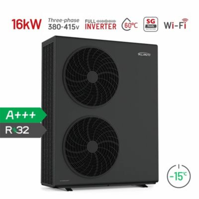 Pompe à chaleur air eau monobloc 16kW double ventilateur triphasé Inverboost 3 en 1 ALSAVO classe A+++ connectée WiFi fluide R32.