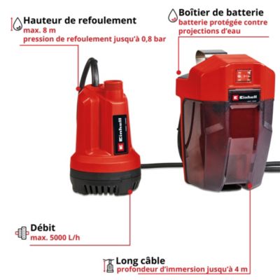 Pompe d’évacuation eau claire sans fil sur batterie Einhell GE-SP 18V (sans batterie)