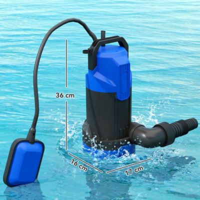 Pompe d'évacuation eau chargée 20000l/h 750W profondeur d'immersion 7m bleu noir