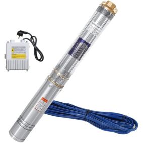 Pompe de Puits Profonds 370W 4000L/h Câble 20m Acier Inox Refoulement 34m