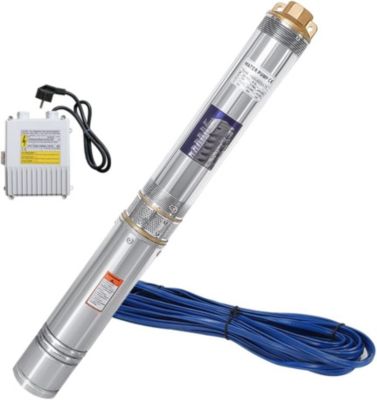 Pompe de Puits Profonds 370W 4000Lh Acier Inox Refoulement 34m