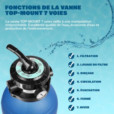 Pompe Filtre à Sable Piscine 10.200l/h 400W 2en1 Raccord 32-38mm 7 ...