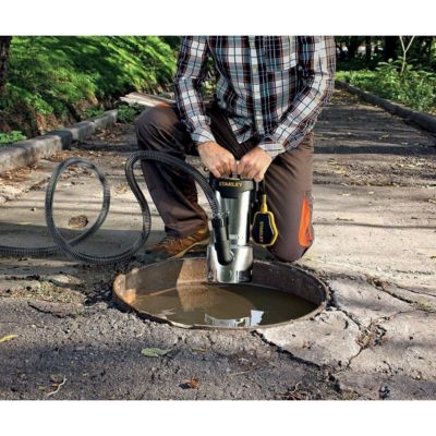 Pompe immergée Eaux Usées 1100W - Pompe Vide Cave Flotteur Intégré Débit max 16500 l/h Elévation 10.5m STANLEY