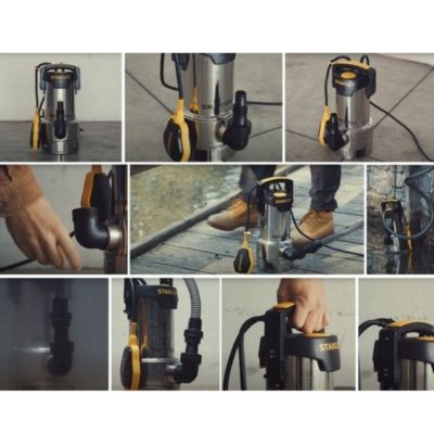 Pompe immergée Eaux Usées 1100W - Pompe Vide Cave Flotteur Intégré Débit max 16500 l/h Elévation 10.5m STANLEY