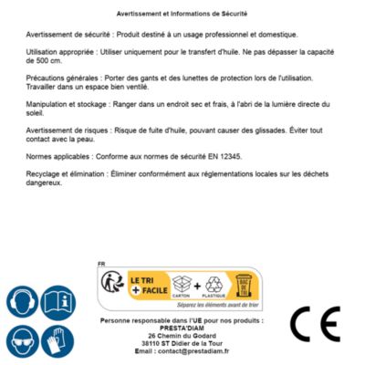 Pompe-Seringue à Huile 500 cm -  Durable - Idéale pour Mécanique et Entretien - Silverline