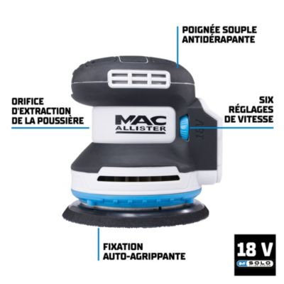 Ponceuse excentrique sans fil 18V, Mac Allister MCI1436SDR