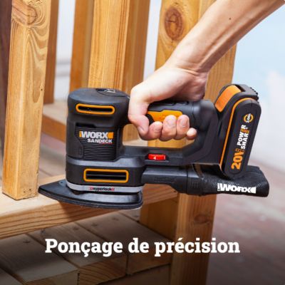 Ponceuse multifonction 20V WORX - WX820.9 (5 en 1, vitesse variable, 5 bases et 15 abrasifs, sans batterie ni chargeur)