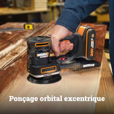 Ponceuse multifonction 20V WORX - WX820.9 (5 en 1, vitesse variable, 5 bases et 15 abrasifs, sans batterie ni chargeur)