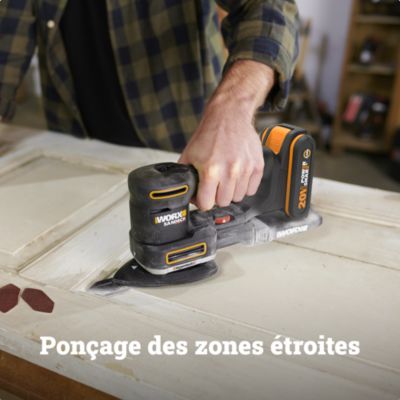 Ponceuse multifonction 20V WORX - WX820.9 (5 en 1, vitesse variable, 5 bases et 15 abrasifs, sans batterie ni chargeur)