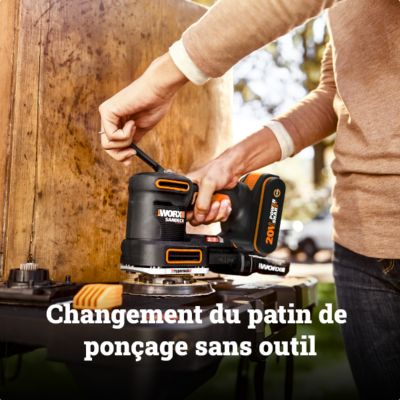 Ponceuse multifonction 20V WORX - WX820.9 (5 en 1, vitesse variable, 5 bases et 15 abrasifs, sans batterie ni chargeur)