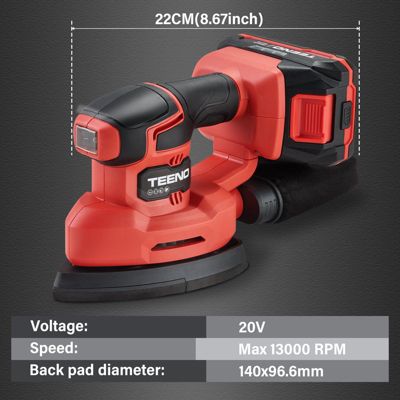 Ponceuse multifonctionnelle 3 en 1 rechargeable,20V,batterie 2A,13000 rpm, avec sac à poussière,papier de verre x15