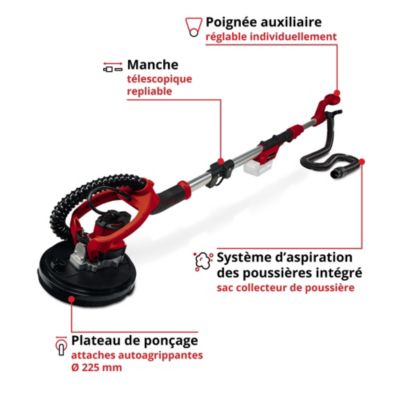 Ponceuse pour cloisons sèches sans fil Einhell TE-DW 18/225 Li-Solo 18V (sans batterie)