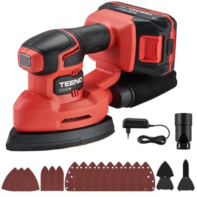 Ponceuse sans fil multifonction 3 en 1 20 V, batterie 2 Ah, 13 000 tr/min, sac à poussière inclus, 15 feuilles abrasives