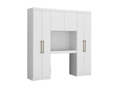 Pont de lit ANTERO - 6 portes - Avec armoires et rangements - L.200 cm - Blanc
