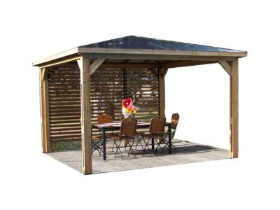 Pool house manuel bois Foresta THB3535V 3,5 x 2,8 m avec parois ventelles