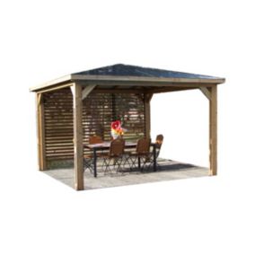 Pool house manuel bois Foresta THB3535V 3,5 x 2,8 m avec parois ventelles