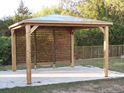 Pool house manuel bois Foresta THB3535V 3,5 x 2,8 m avec parois ventelles