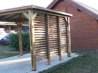 Pool house manuel bois Foresta THB3535V 3,5 x 2,8 m avec parois ventelles