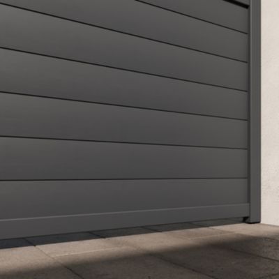 Portail 1/4 persienné battant Neva aluminium gris anthracite RAL 7021 l.350 x H.168 cm Klikstrom