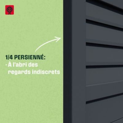 Portail 1/4 persienné coulissant aluminium Neva Klikstrom + motorisation Somfy l.360 x H.168 cm gris anthracite RAL 7021