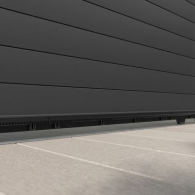 Portail 1/4 persienné coulissant aluminium Neva Klikstrom + motorisation Somfy l.360 x H.168 cm gris anthracite RAL 7021
