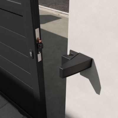 Portail 1/4 persienné coulissant aluminium Neva Klikstrom + motorisation Somfy l.360 x H.168 cm gris anthracite RAL 7021