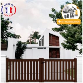 Portail alu battant ajouré en kit +MOT dim. L.3500 (entre piliers) X H.1200 mmMOT SGS Essential (vérins)  Blanc (9010)