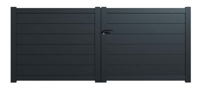 Portail alu battant plein en kit dim. L.3000 (entre piliers) X H.1700 mm  Gris (RAL 7016)