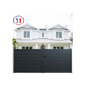 Portail alu battant plein en kit dim. L.4000 (entre piliers)X H.1900 mm  Gris (RAL 7016)